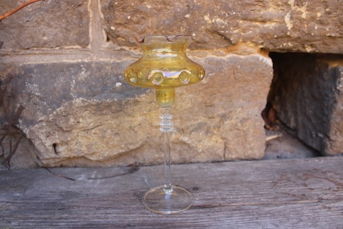 Vaso calice giallo soffiato - , a