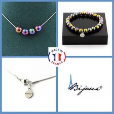 Parure Gioielli Braccialetto Collana 4 Perle Ematite Multi 8 Mm. Taglia Perso