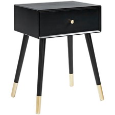 Comodino nero con cassetto