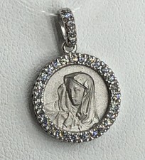 Ciondolo Madonna oro bianco 18kt con zirconi 