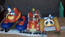 LOTTO  3 PZ. WOLT DISNEY  PAPERINO POMPIERE CON GOMMONE E MOTOSCAFO COME  FOTO