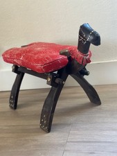 Sgabello poggiapiedi sella cammello vintage