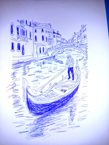 Disegno venezia gondola - di,