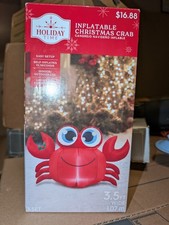 Granchio Rosso Gonfiabile Airblow Bacche e Foglie di Agrifoglio, 3,5 piedi. Vacanze di Natale