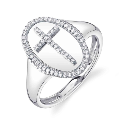 Anello croce oro - in, bianco