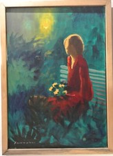 Quadro, Olio su tela, donna su