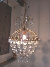 Lampadario d'epoca in ottone cristalli mezzo impero Old empire Chandelier Lustre