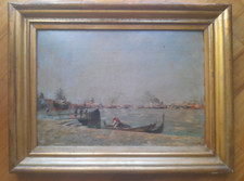 Quadro a olio su legno Laguna Venezia Piazza San Marco Gondola