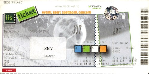 Biglietto ticket stadio s - stadio, s.s