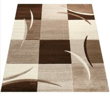 Carpet Tappeto di design, moderno, a quadri, marrone, crema, 120 x 170 cm.