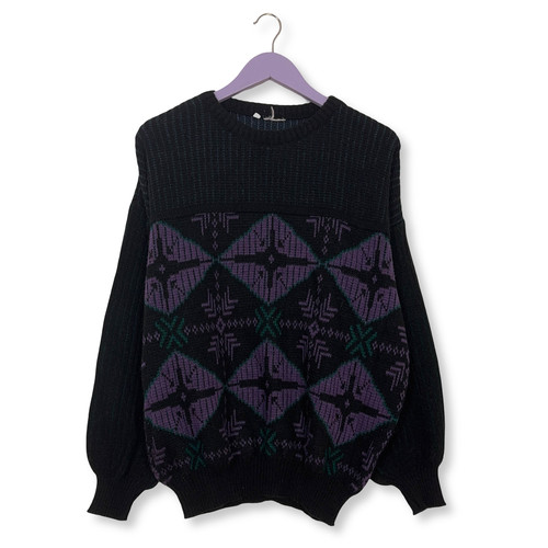 Maglione vintage nero viola - maglione,