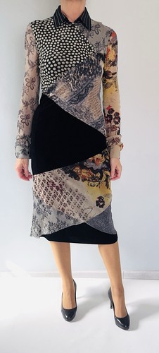 Robe mesh patchwork fuzzi - en,