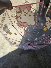 Ombrello per bambini Hello Kitty rosa trasparente con manico