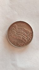 Moneta 500 Lire d'argento Anno