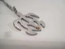 Pendente ciondolo acciaio ,TARTARUGA,lucido con catenina.Promozione NEGOZIO EBAY