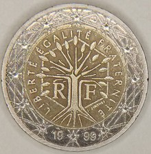 moneta 2 euro emissione anno 1999 francese con errore di conio