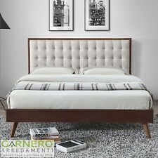 Letto matrimoniale imbottito moderno160x195cm noce capitonnè RIFON