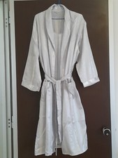 Completo Notte  Vestaglia 100% Seta Cokore Argento Fantastia Righe Taglia S ...