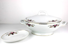 Versabum Stone Sci Laveno Zuppiera e Piattino Vintage Filo Oro Porcellana