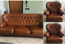 Divano in pelle (in omaggio due poltrone)