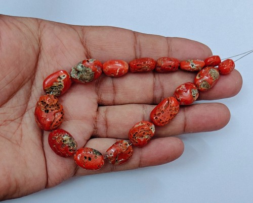 Perline ovali vintage corallo