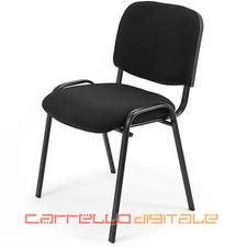 6 SEDIE -  SEDIA D'ATTESA IMBOTTITA - IDEALE PER UFFICIO, STUDIO O SALA. NERO