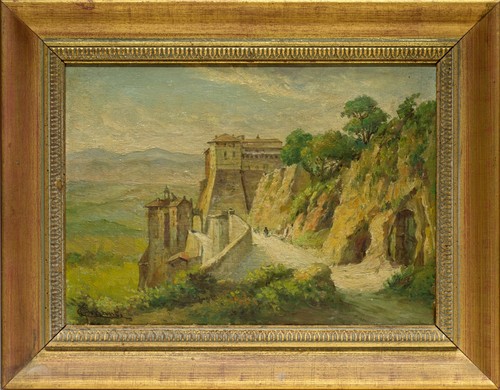 Dipinto antico xix veduta di - veduta,