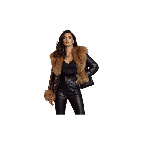 Giacca donna pelle nera con - in,