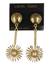 ORECCHINI CLIP PENDENTE METALLO ORO BIGIOTTERIA VINTAGE ANNI 70-90 C M 8,5