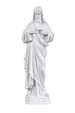 Statua del Sacro cuore di Ges� (in polvere di marmo - quarzo spagnolo, bianco)