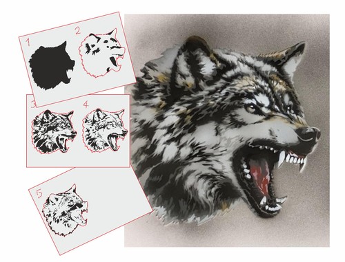 365 wolves stencil acrilico - as-365,