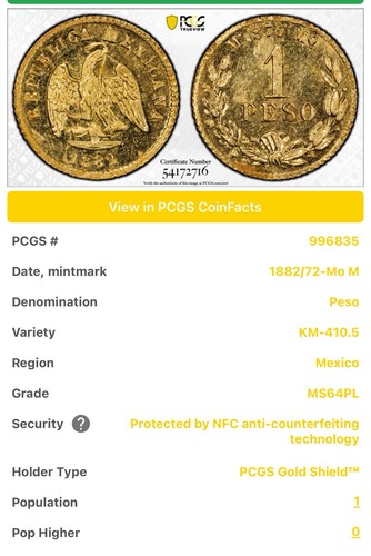 Moneta oro peso 1882 - moneta, 1882/72
