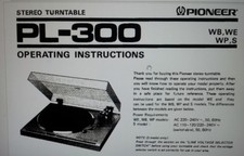 manuale operativo per piatto giradischi PL-300 pioneer stereo carta formato a4