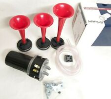 TROMBE ELETTROPNEUMATICHE 3 CORNETTI PER AUTO D'EPOCA VINTAGE 12v MADE IN ITALY