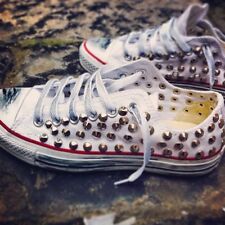 Converse all star personalizzate con borchie Teschi Borchie Argento Siver Dirty