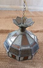 Lampadario Vetro Colorato Vintage Etnica Lampada Sospesa Ottone .