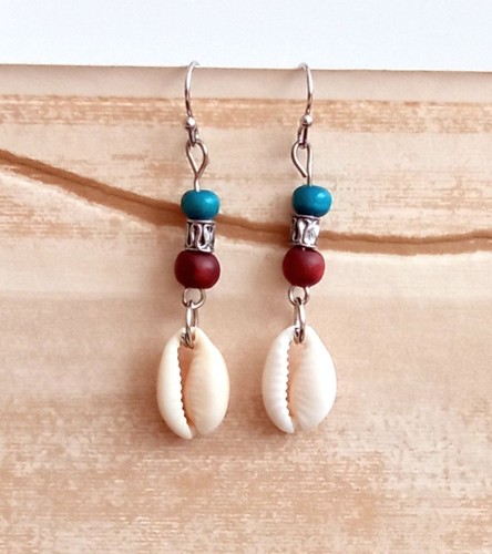 Orecchini lunghi concha cowrie - orecchini,
