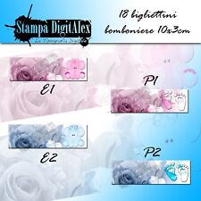 Bigliettini Bomboniere ( Battesimo Nascita ecc.) 10x3cm con data e nome 