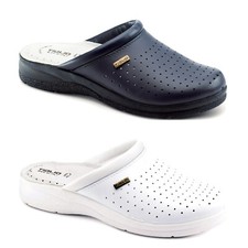 TIGLIO 2021 BLU BIANCO PANTOFOLE CIABATTE SABOT SANITARIE UOMO  VERA PELLE