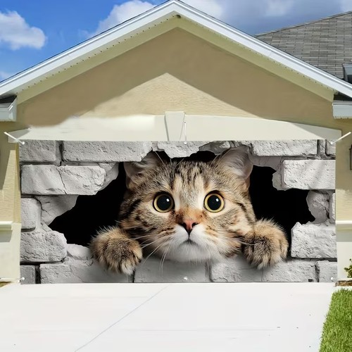 Curioso gatto garage porta - curioso,