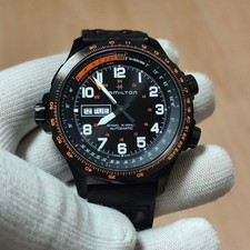 Hamilton Khaki X-Wind Auto H777850 45 mm quadrante nero cinturino in pelle day-date