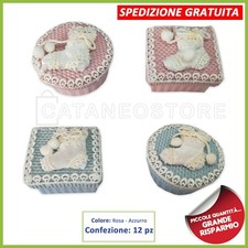 SCATOLINE CONFETTI CONFETTATA BOMBONIERA PORTARISO ROSA E AZZURRO 12 PZ 