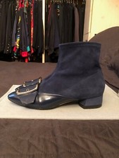 CASADEI LUSSO STIVALETTI BI MATIERE VERNICE CAMOSCIO BLU SILVER 39 EUR 9 US 6 UK
