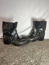 STIVALI MOTO MIU MIU CALZATURE DONNA CRACLE 7 EBANO INVECCHIATI 2 CINTURINI TAGLIA 39