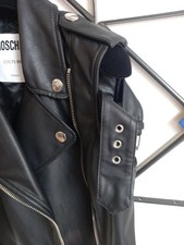 MOSCHINO originale Giacca Smanicata Gilet biker in similpelle Tg 42 