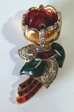 Clip duetto singolo fiore di camelia tremolante Coro vintage - fiore principale mancante