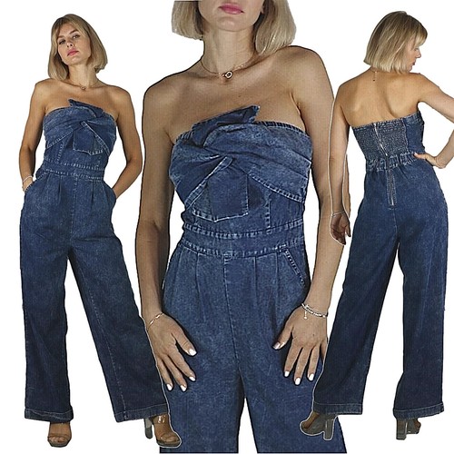 Tuta denim jeans donna blu