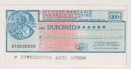 Miniassegni falsi 200 - 200, lire