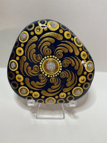 Mandala blu oro pietra - blu,