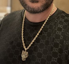 Collana Oro 14k 585 A Corda Da  60cm Con Pendente Oro 14k 585 Modello Cartier